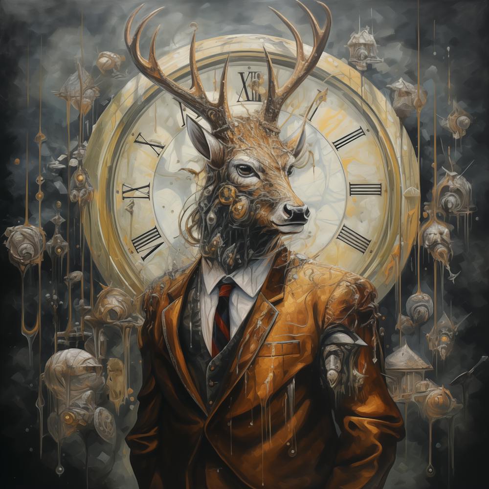 Deer With Clock