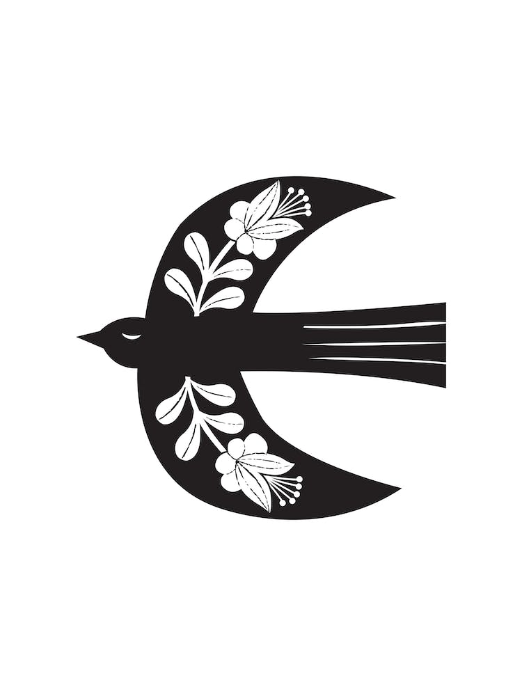 Large Folk Bird Black