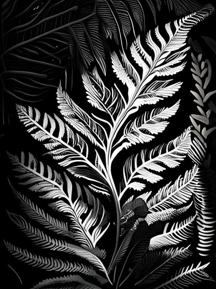 Wood Fern Linocut