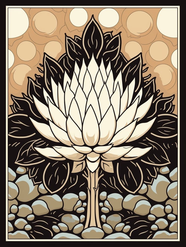 B&W Cactus Illustration Acanthocalycium 1