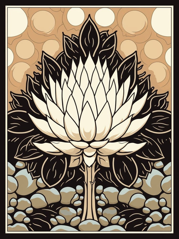 B&W Cactus Illustration Acanthocalycium 1