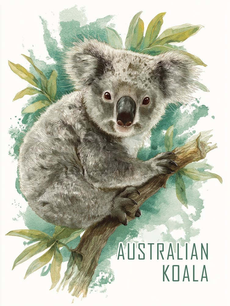 Vintage Australian Koala Travel Poster