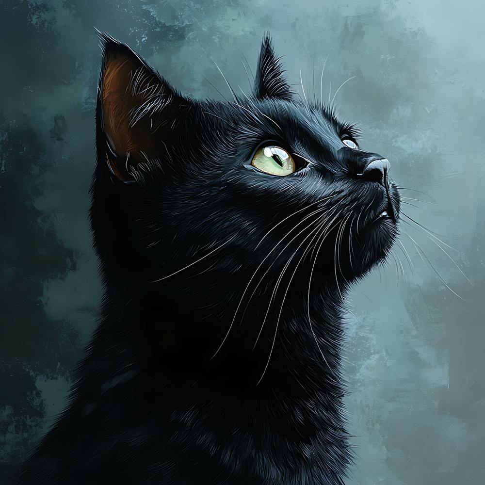 Black Cat Serene Oil Painting 2