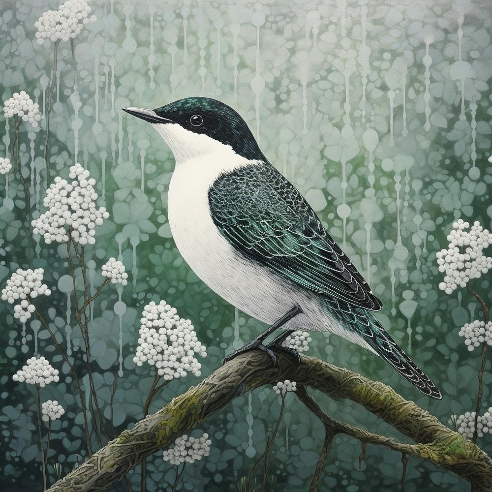 Ohara Koson Inspired Bird Painting Dipper 1 Square