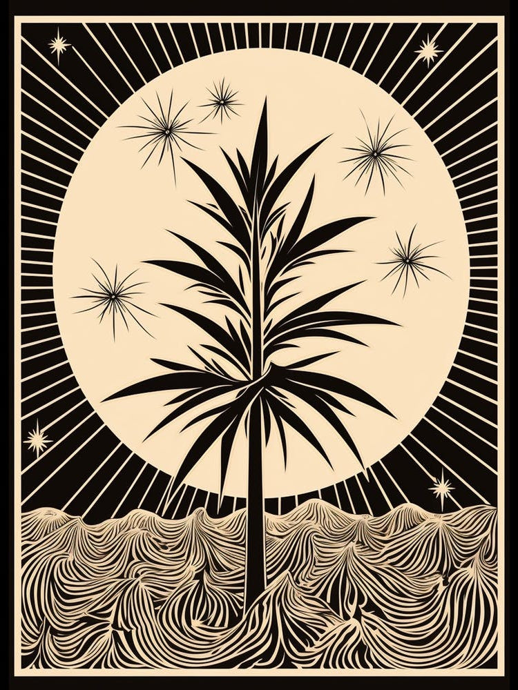 B&W Plant Illustration Dracaena 2