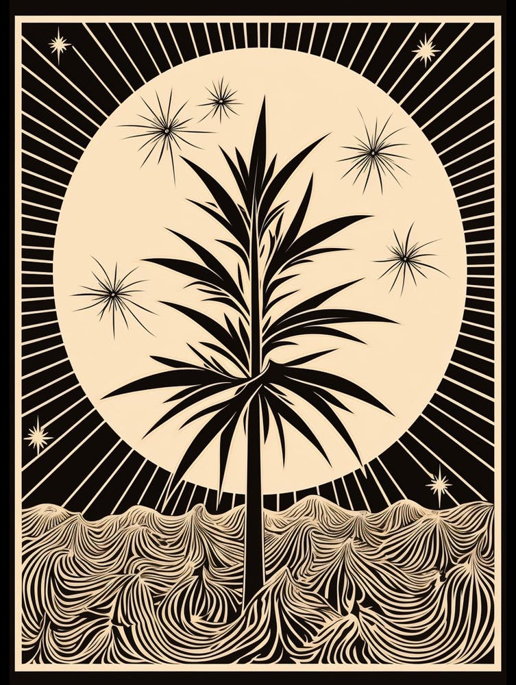 B&W Plant Illustration Dracaena 2