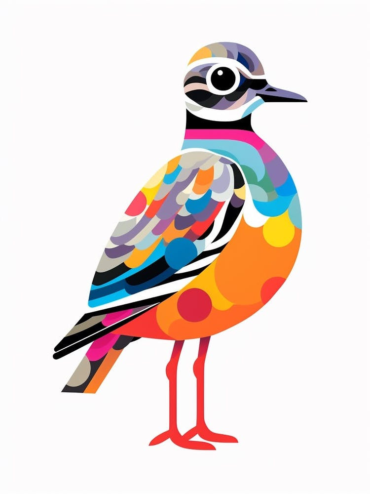 Colourful Geometric Bird Grey Plover 1