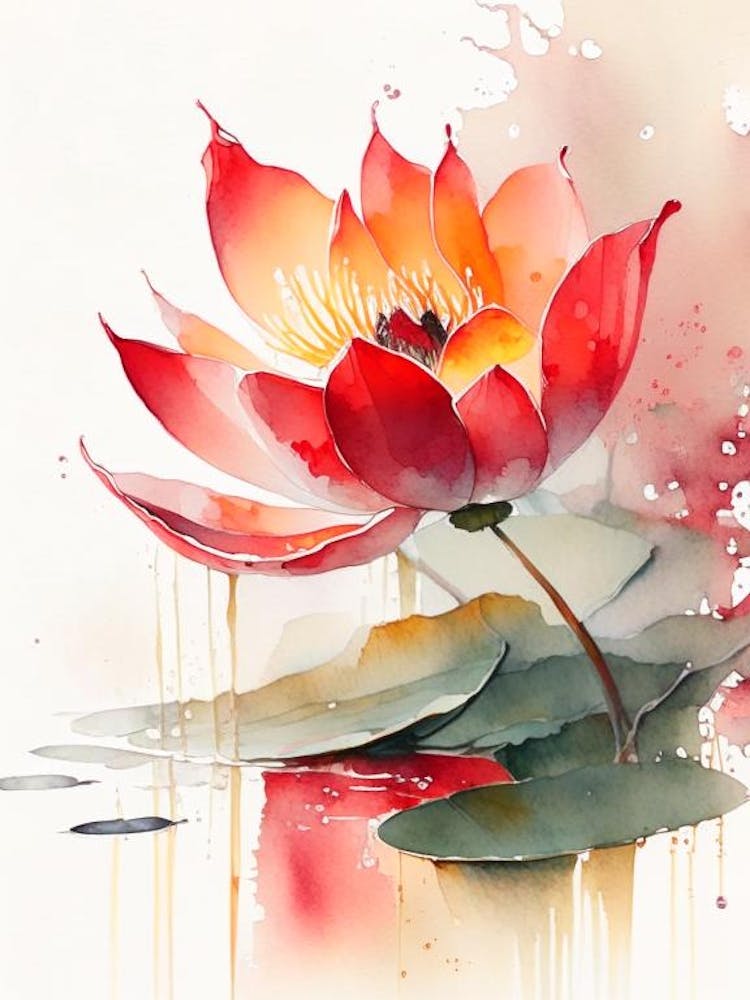 Aquarelle de Conte Lotus Rouge 5