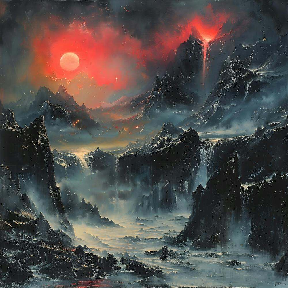 Sunset Over The Mountains, Impressionism And Surrealism