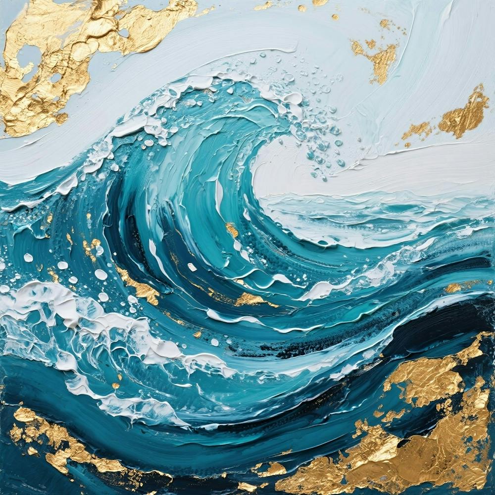Ocean Wave With Gold Foil