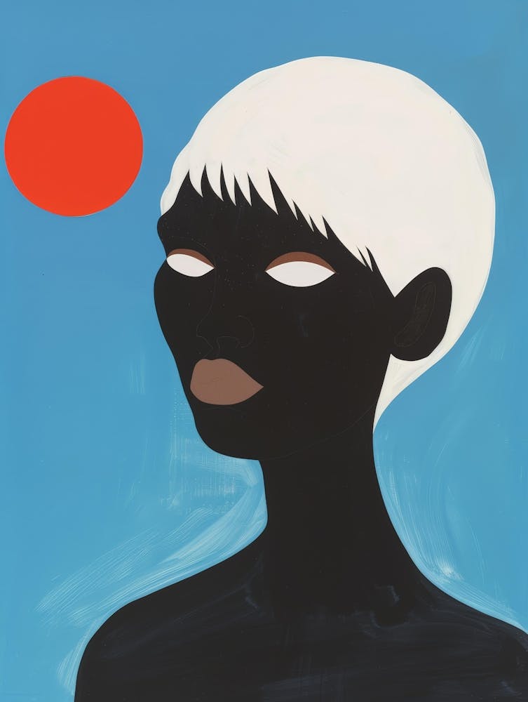 Afrikanische Frau mit einer roten Sonne