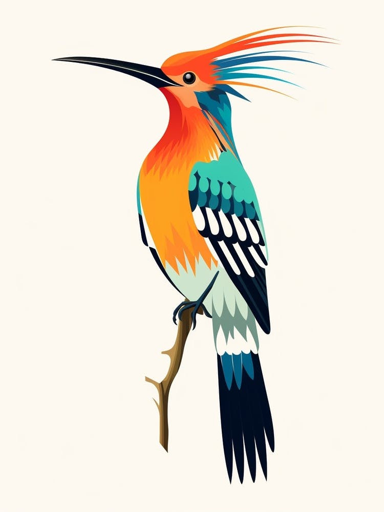Colourful Geometric Bird Hoopoe 2
