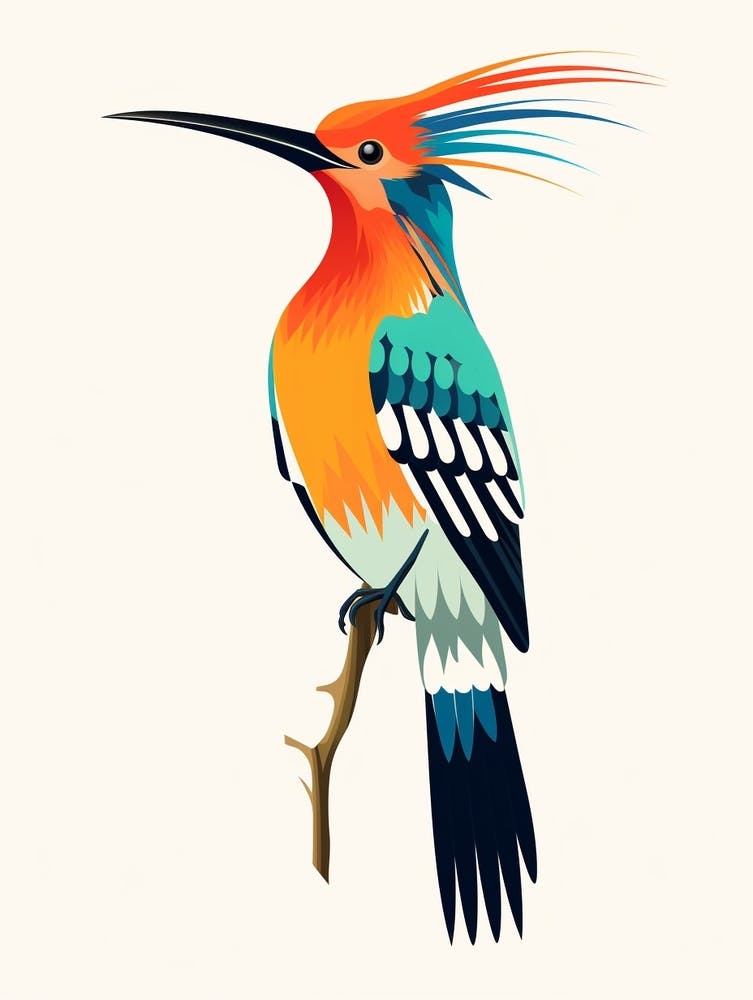 Colourful Geometric Bird Hoopoe 2