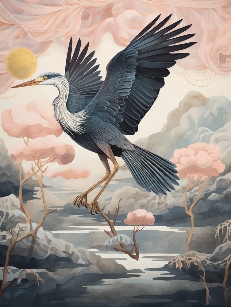 Great Blue Heron 4 Gold Detail Painting