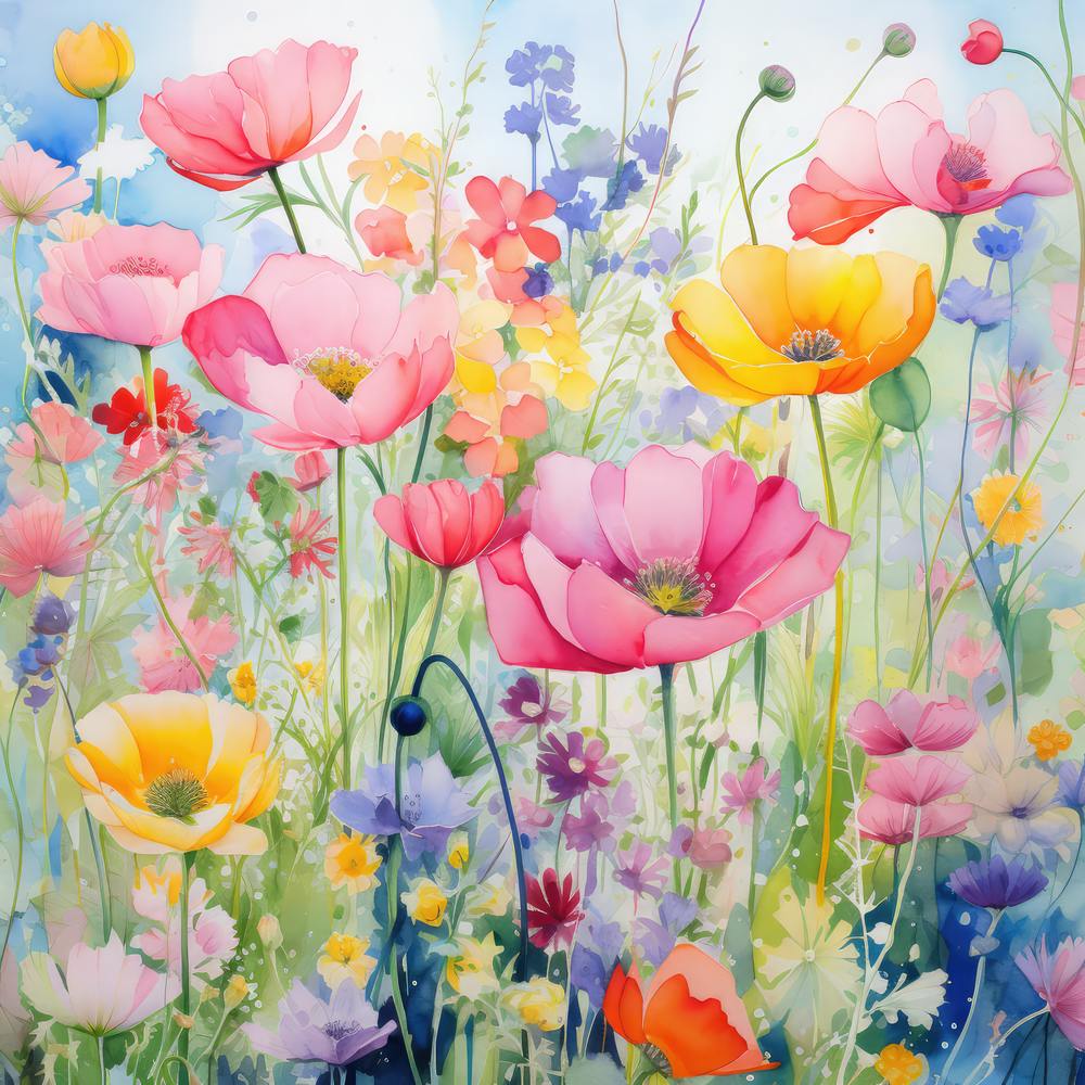 Watercolor Windflowers Garden 2