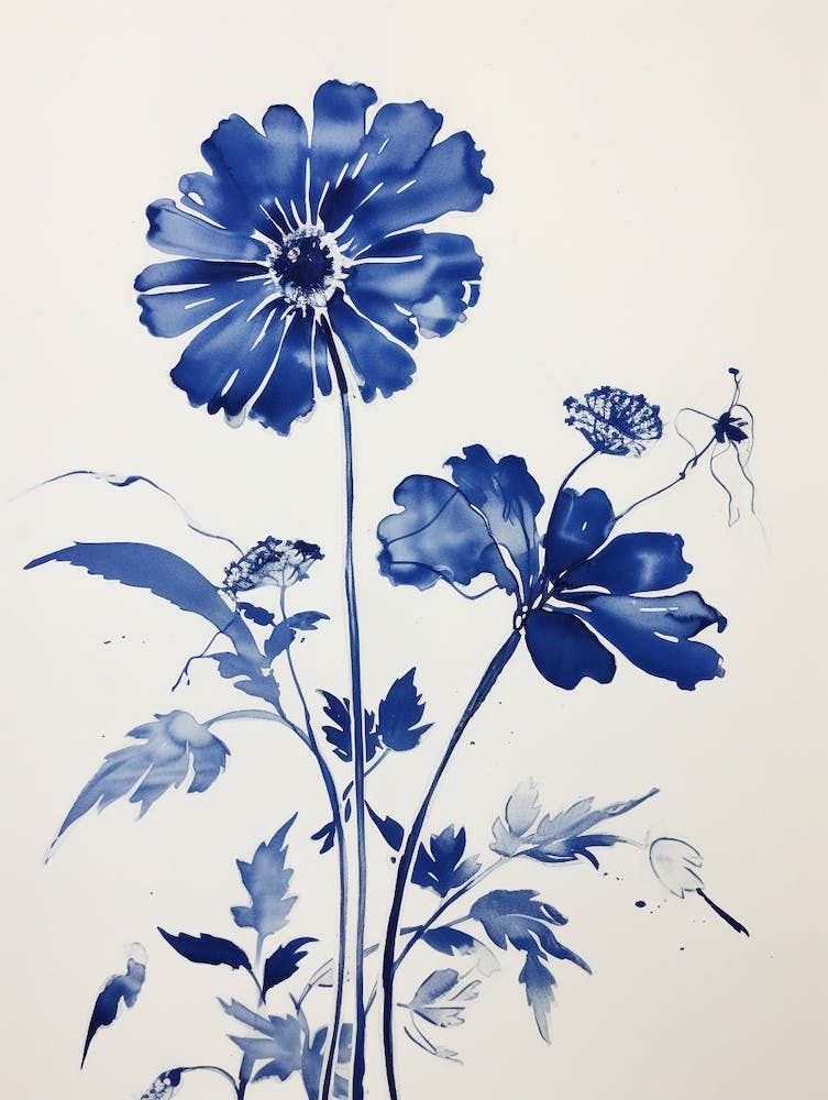 Blue Botanical Daisy 2