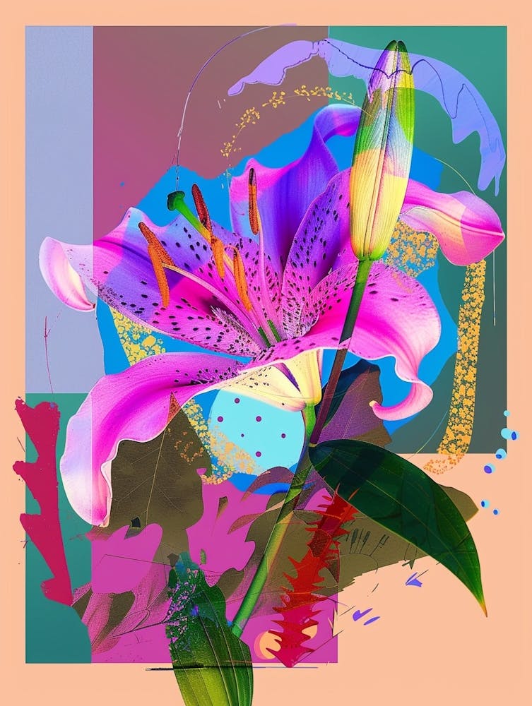 Lily 1 Neon Flower Collage