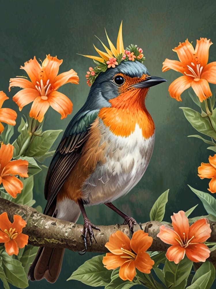 Robin With Crown