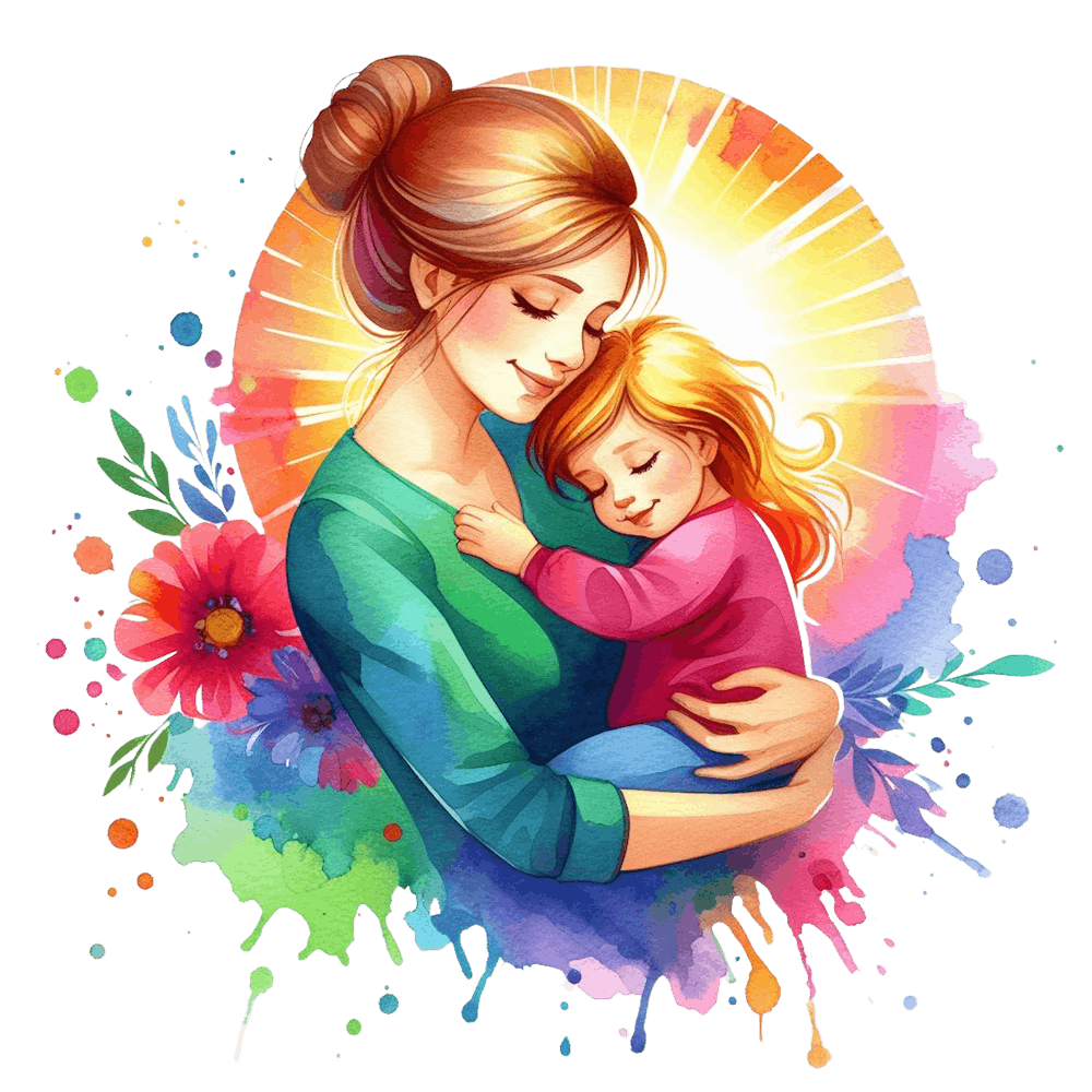 Mother And Daughter Watercolor Mothers Day