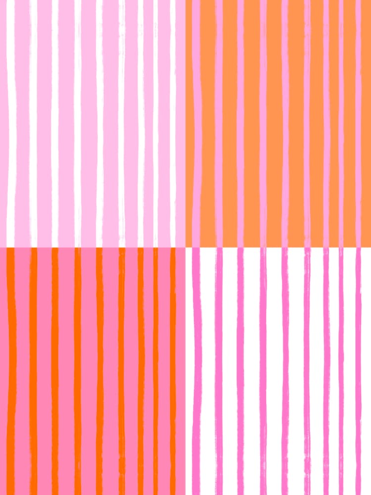 Pink And Orange Brush Stroke Stripes Grid