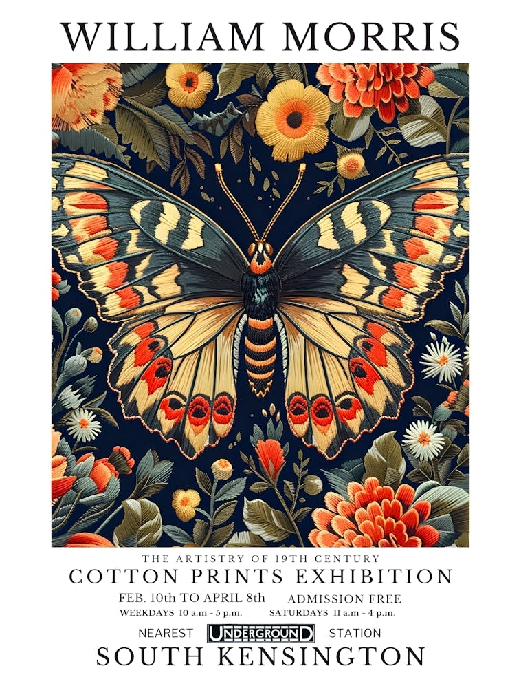 William Morris - Cotton Prints Exhibition Vintage Butterfly 3