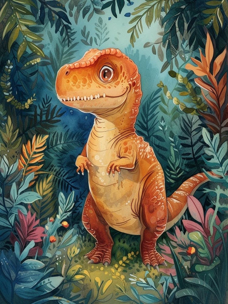 Aquarell Giganotosaurus in einem Dschungel