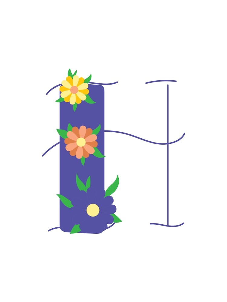 Living Room Floral Letters Purple 08