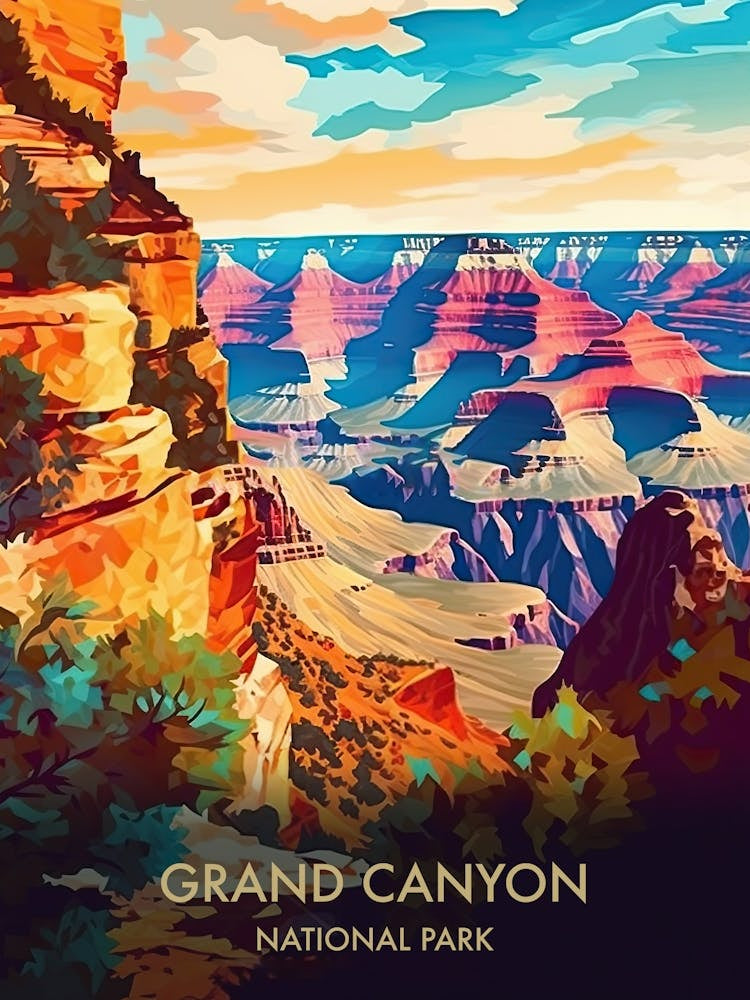 Grand Canyon National Park Travel Poster Illustration Style 2