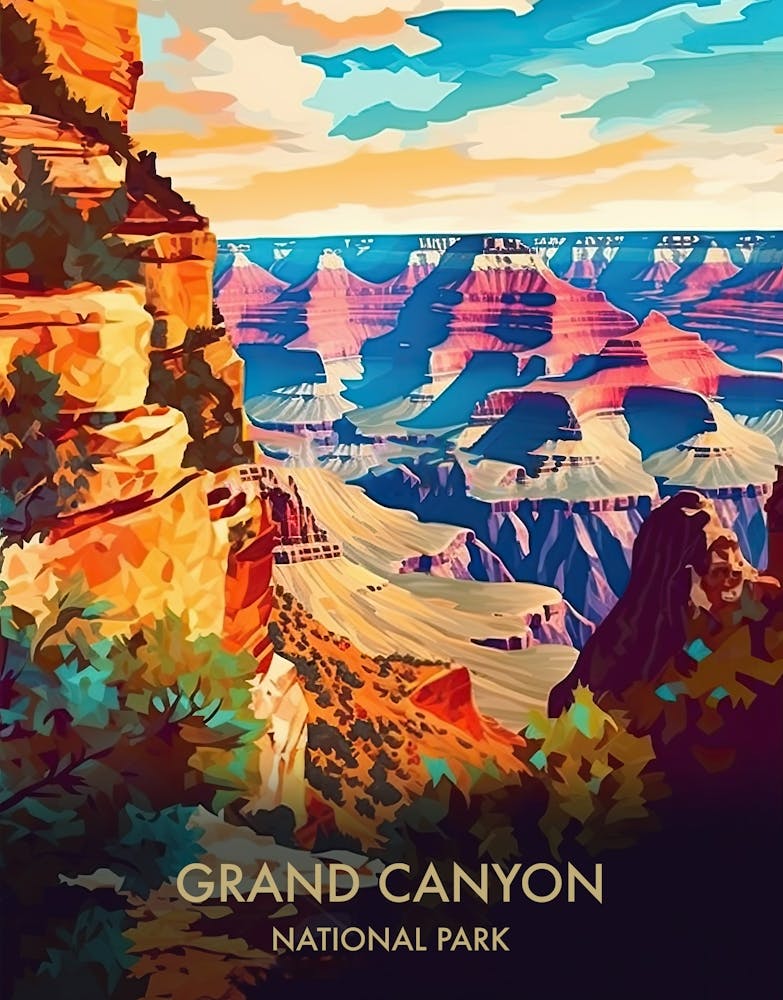 Grand Canyon National Park Travel Poster Illustration Style 2