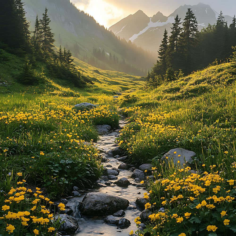 Yellow Flowers In The Mountains