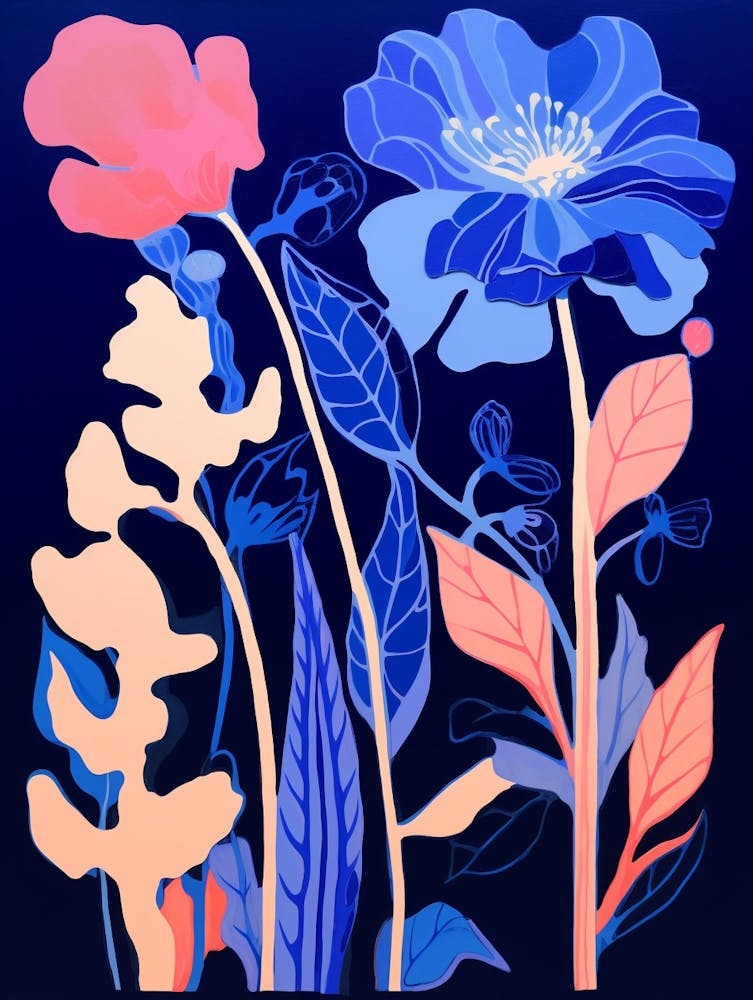Blue Flower Illustration Gladiolus 4