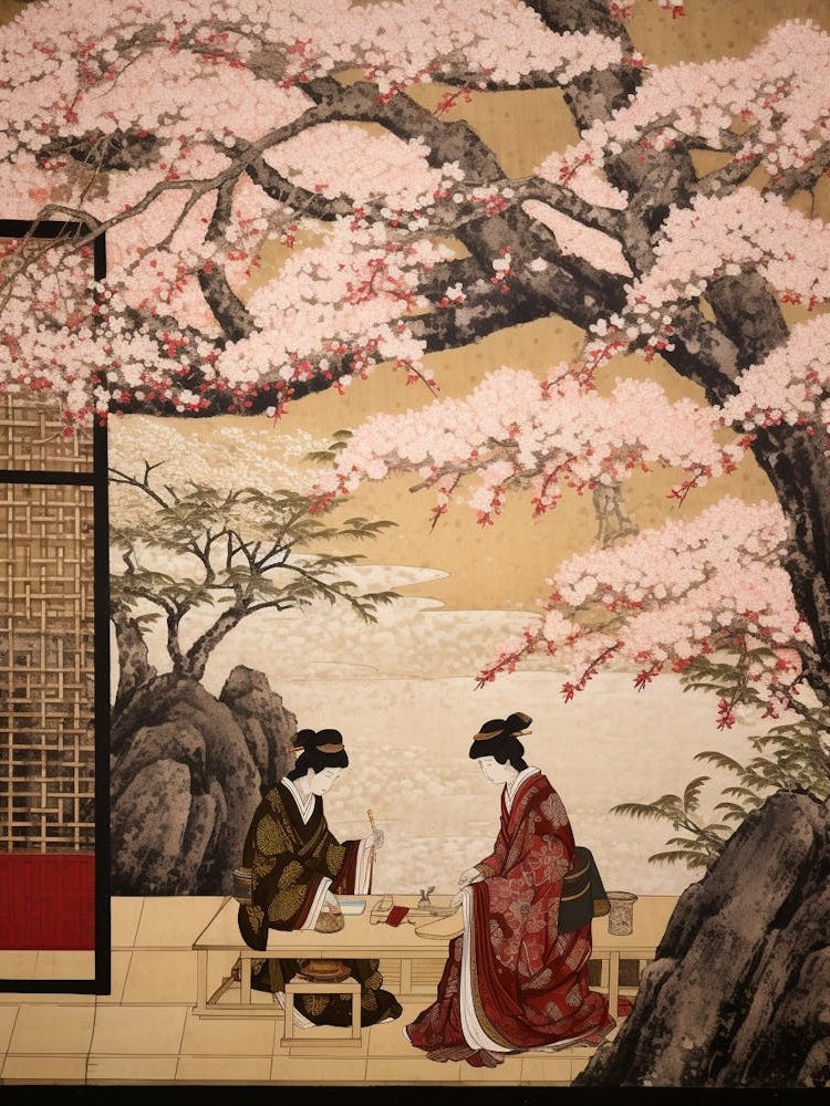 Cherry Blossoms Japanese Style Illustration 5