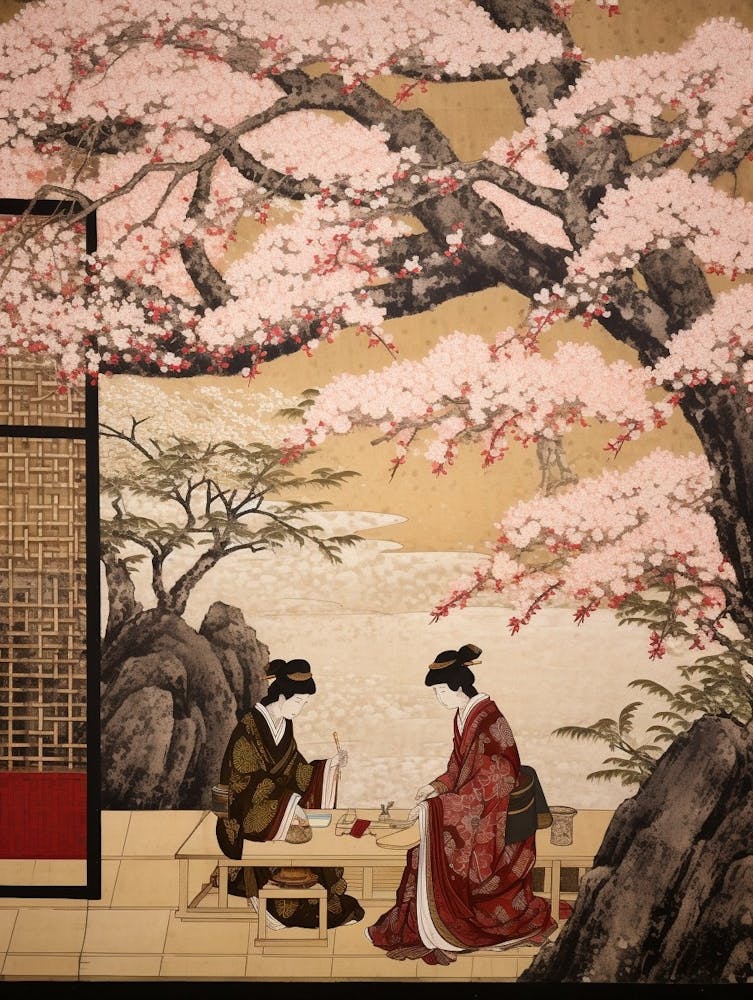 Cherry Blossoms Japanese Style Illustration 5