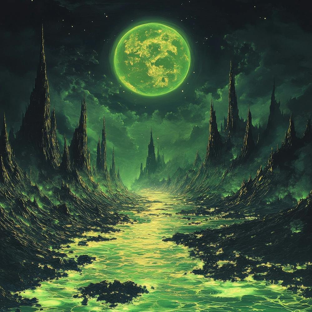 Green Moon In The Sky Art