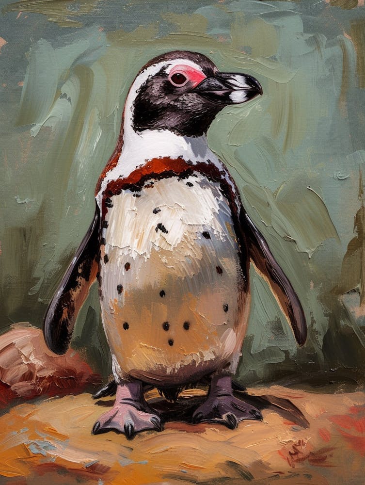 Afrikanischer Pinguin Bleaker Island Ölgemälde 1