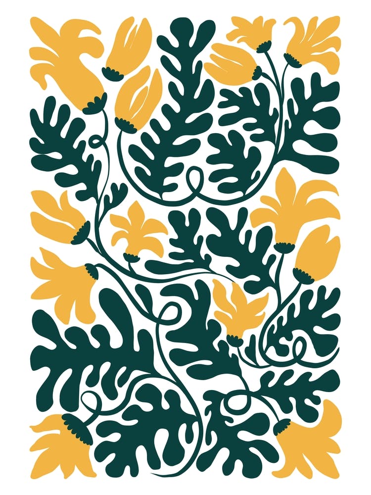 Yellow And Green Leaves Botanical Boho