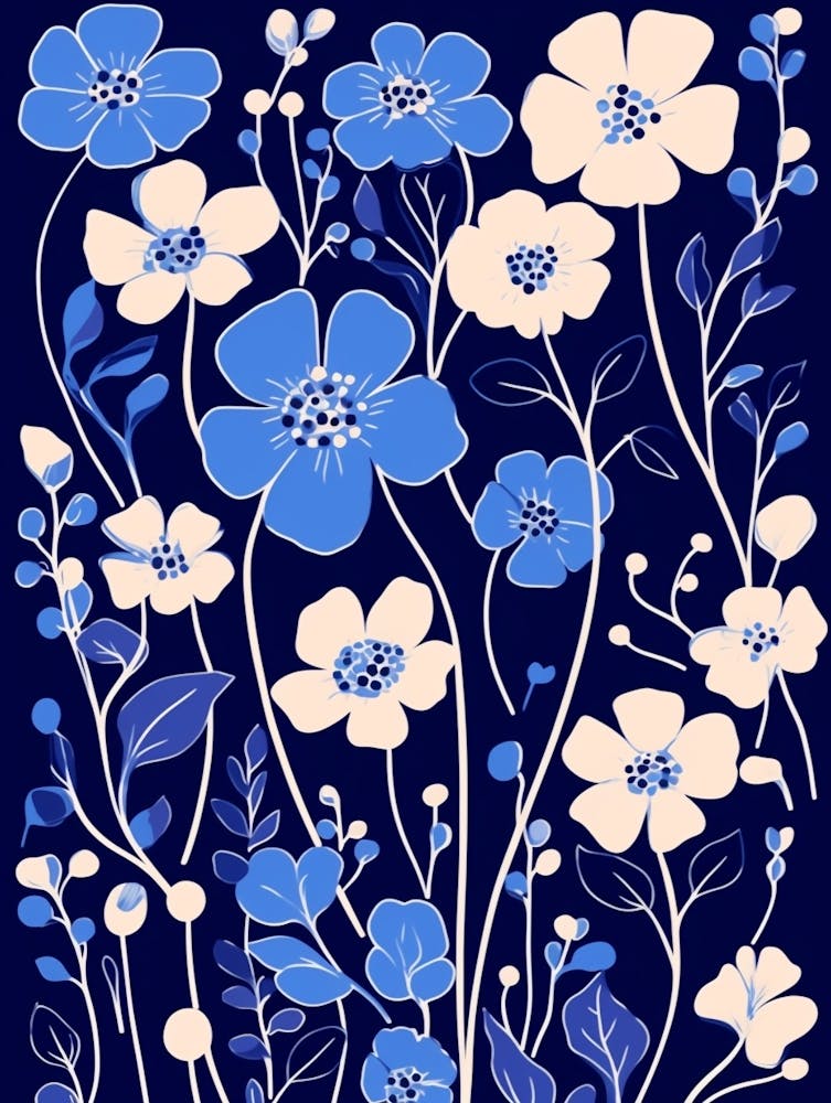 Blue Flower Illustration Gypsophila 4