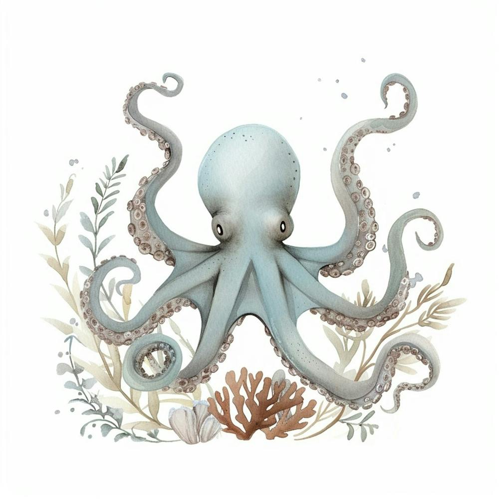 Watercolour Storybook Style Octopus 6