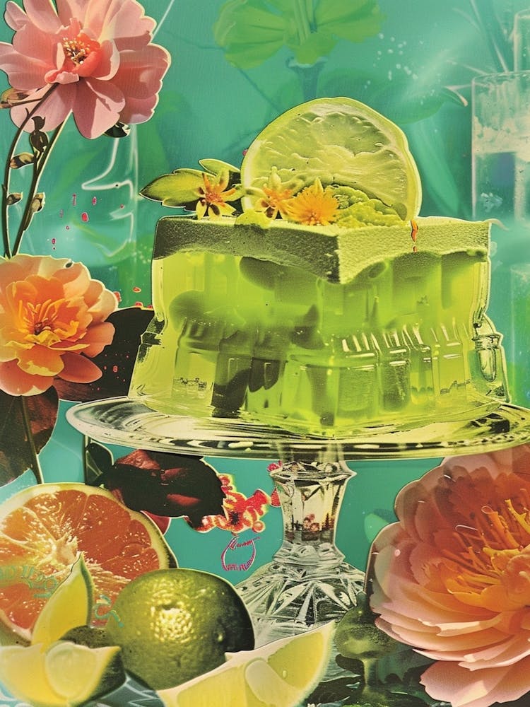 Fruity Lime Green Jelly Retro Collage 2