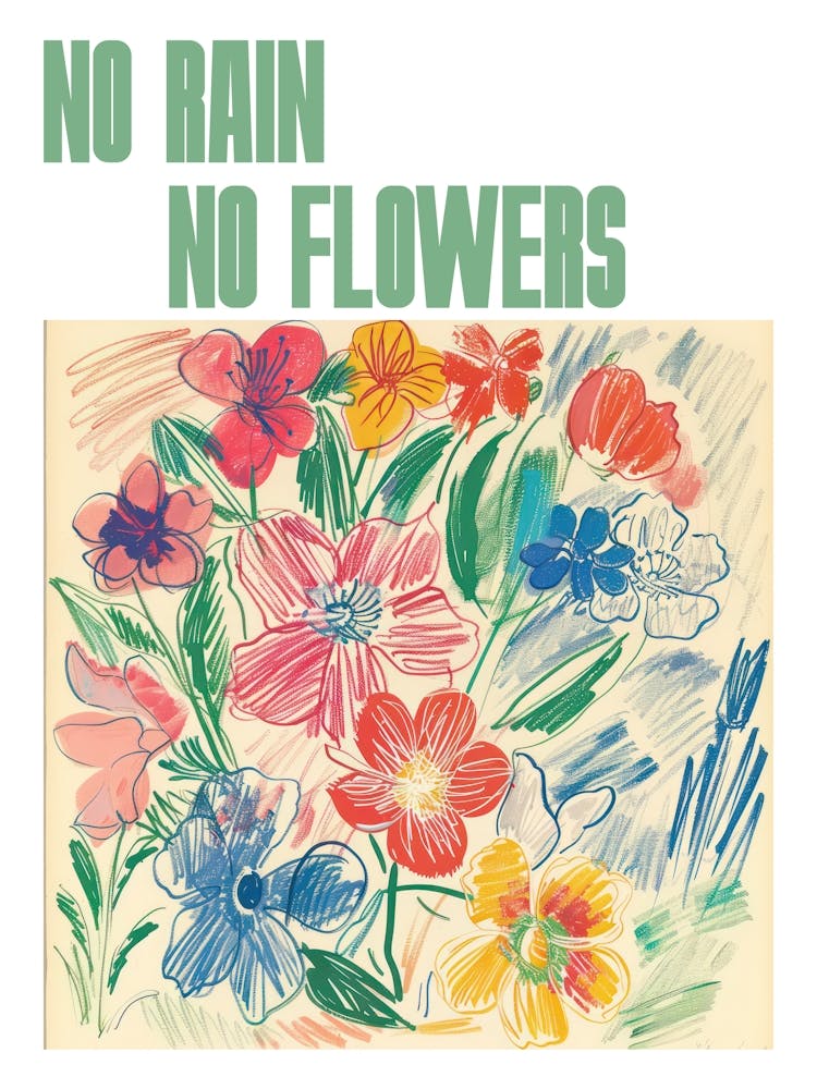 No Rain No Flowers Poster Spring Flowers Painting Matisse Style 7