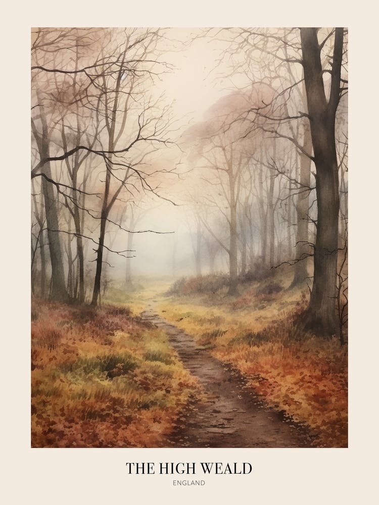 Autumn Forest Landscape The High Weald England Poster