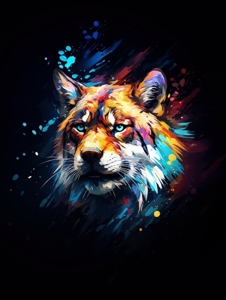 Lynx head portrait painting