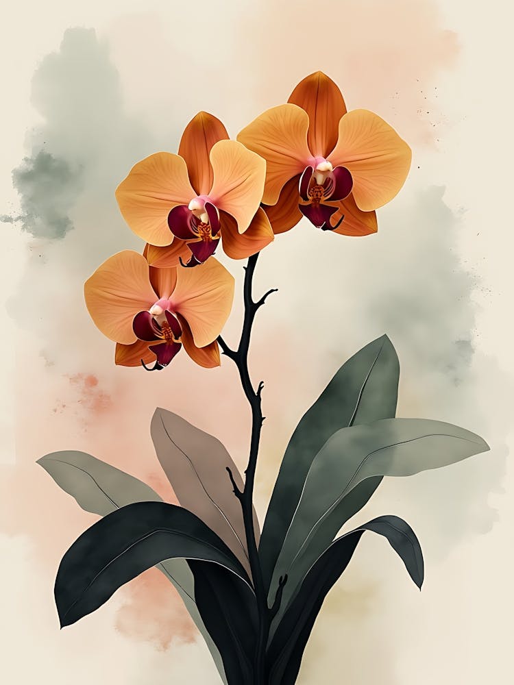 Dusky Leaves and Peach Haze