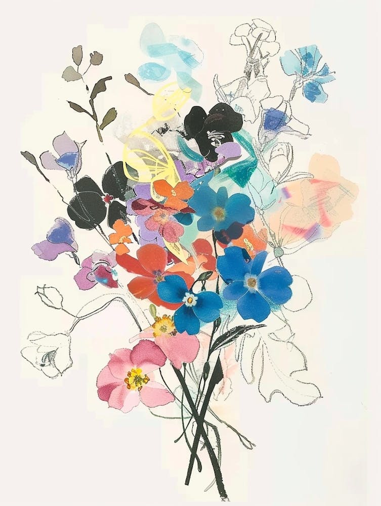 Forget Me Not 3 Collage Flower Bouquet