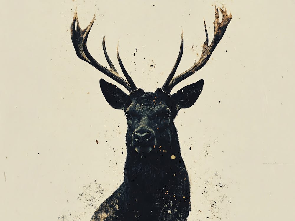 Stag Black on Beige