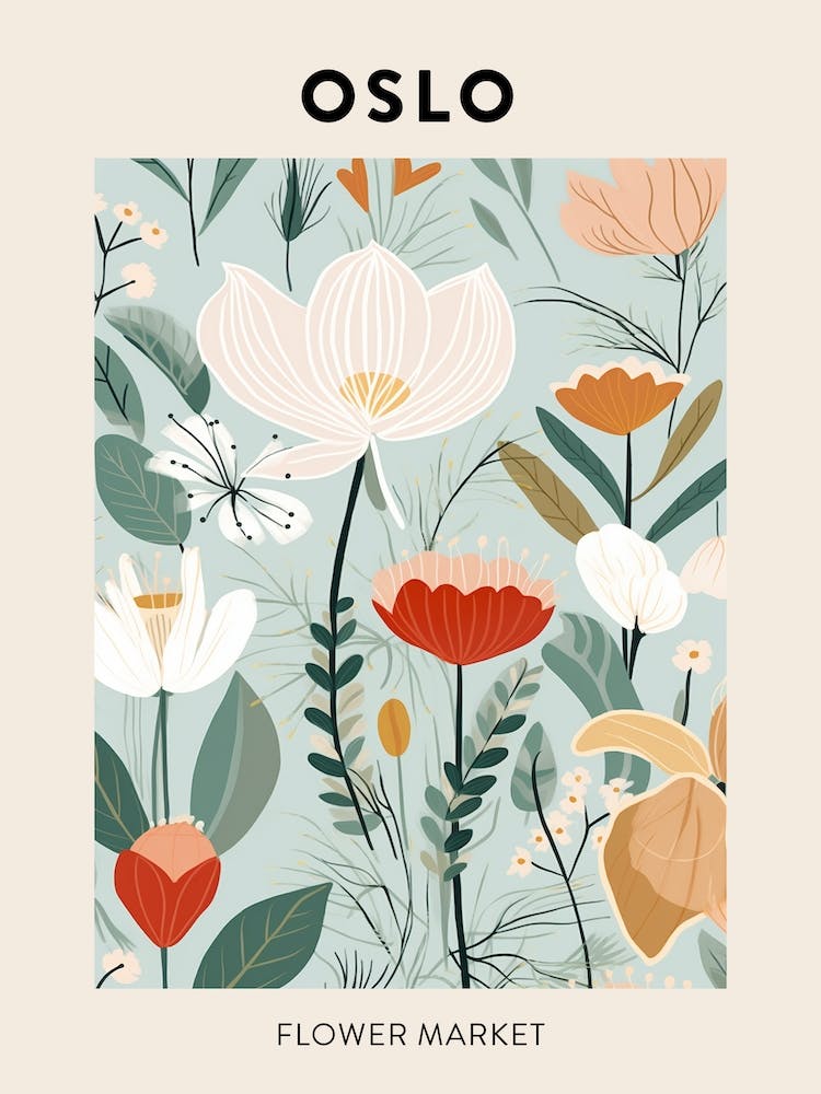 Flower Market Poster Oslo Norway
