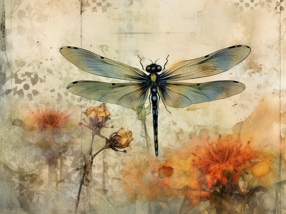 Dragonfly Illustration Botanical 3