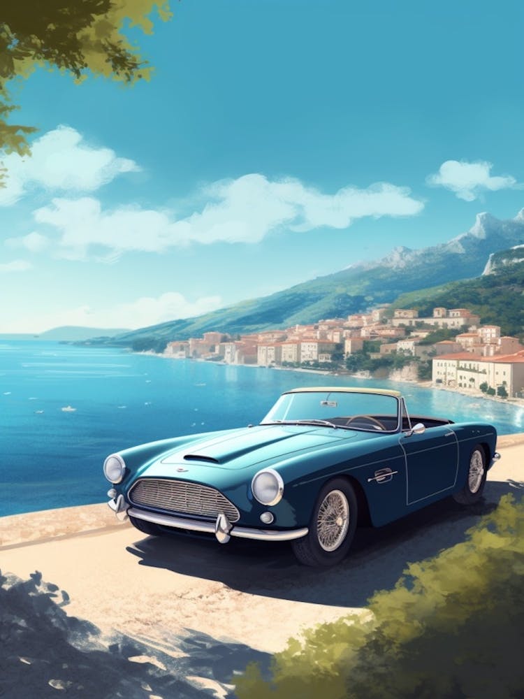 A Aston Martin Db5 In Amalfi Coast, Italy, Car Illustration 4