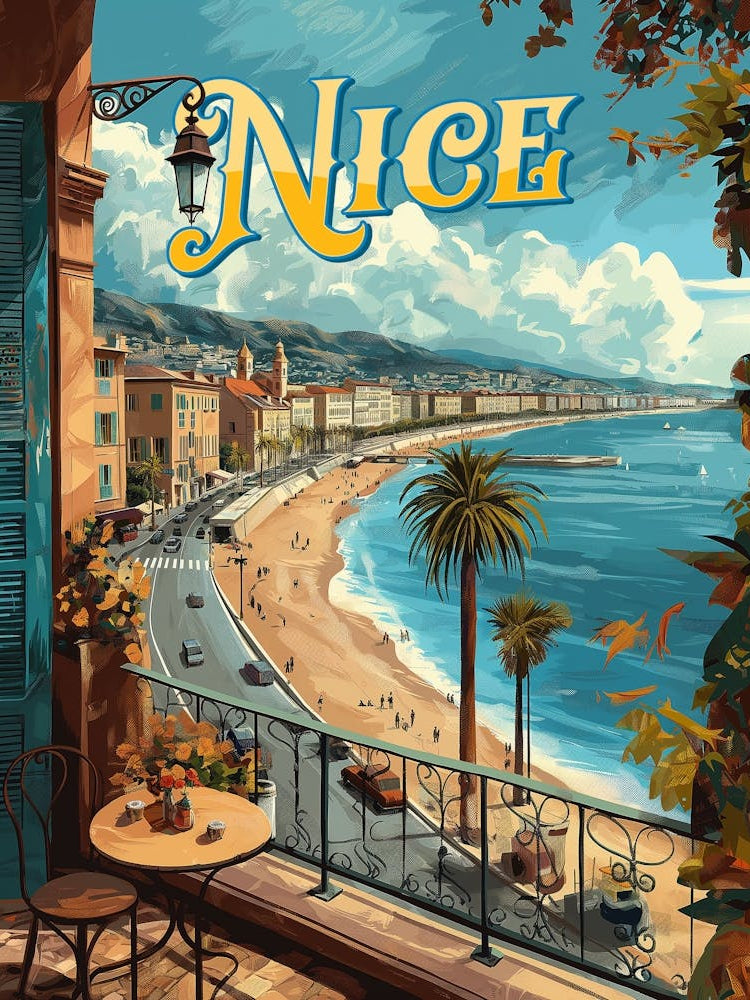 Vintage Nice, France Poster