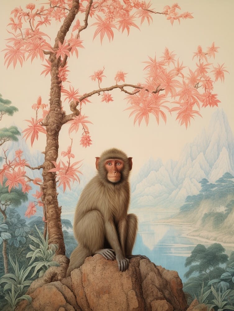 Macaque 2 Tropical Animal Portrait